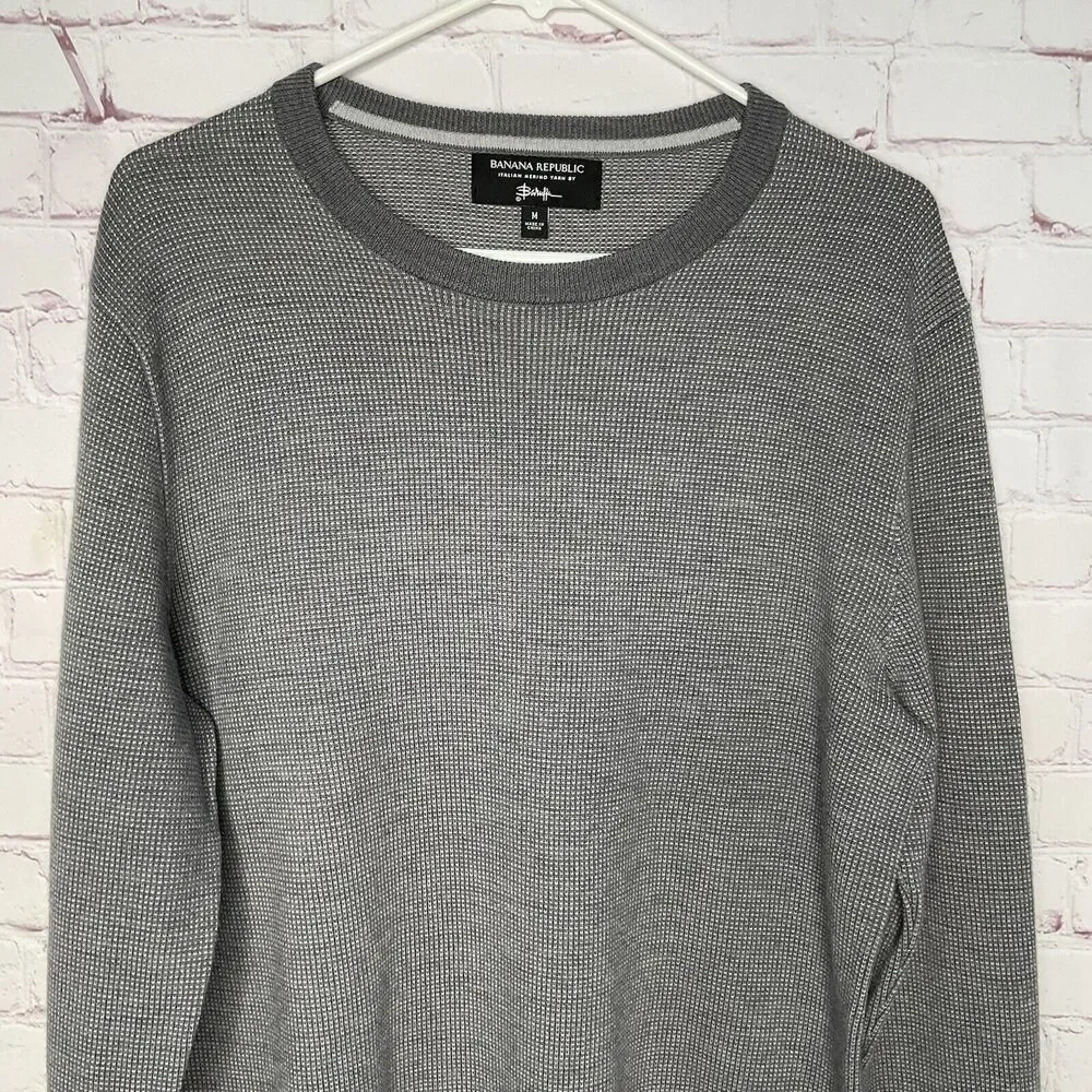 Banana‎ Republic Baruffa Sweater Men's Medium Gray Italian Merino Wool Pullover